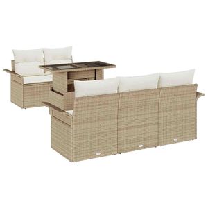 vidaXL Set Divano da Giardino 6 pcs Beige Rattan in Polipropilene