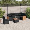 vidaXL Set Divani da Giardino con Cuscini 7pz Nero Polyrattan