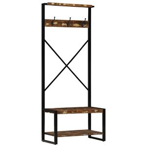 vidaXL Appendiabiti Multicolore 80x40x190 cm Legno Massello Recupero