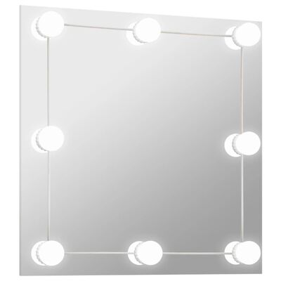 vidaXL Specchio da Parete Quadrato con Luci LED in Vetro