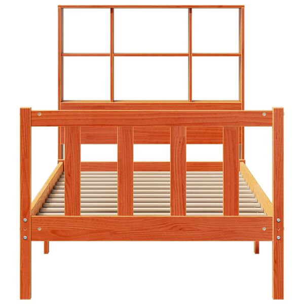 vidaXL Letto Libreria senza Materasso Marrone Cera 90x190 cm in Pino