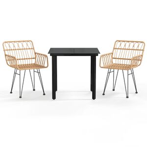 vidaXL Set da Pranzo da Giardino 3 pz in Polyrattan