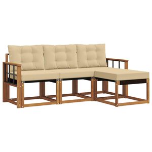 vidaXL Set di divani da esterno con cuscino 4 pcs Naturale e Beige