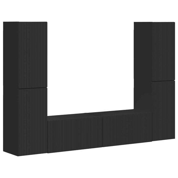 vidaXL Set mobile TV 6 pcs Nero Legno multistrato