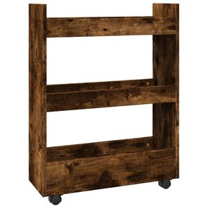 vidaXL Carrello Stretto a 3 Livelli Rovere Fumo in Truciolato