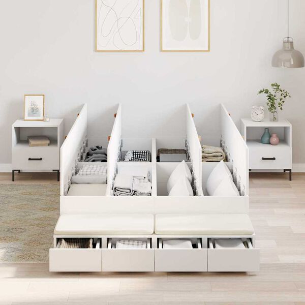 vidaXL Struttura letto con contenitore Bianco 120 cm Legno multistrato