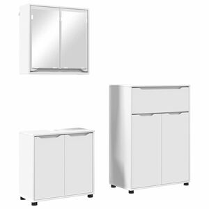 vidaXL Set di mobili per il bagno 3 pcs Bianco Legno multistrato
