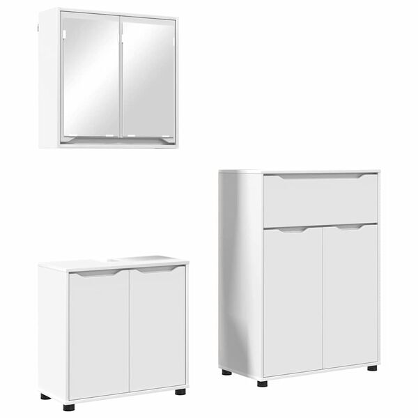 vidaXL Set di mobili per il bagno 3 pcs Bianco Legno multistrato