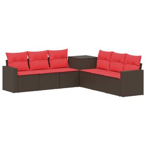 vidaXL Set di divani 7 pz Marrone e Rosso Rattan sintetico e Acciaio