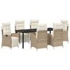 vidaXL Set da Pranzo per Giardino con cuscino 7 pcs Beige polyrattan