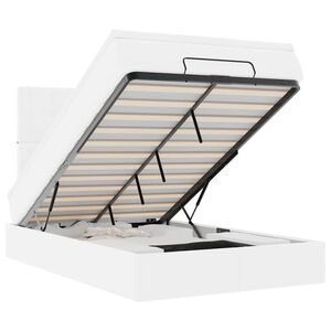 vidaXL Struttura Letto Pouf con Materasso Bianco 120x200 cm Similpelle