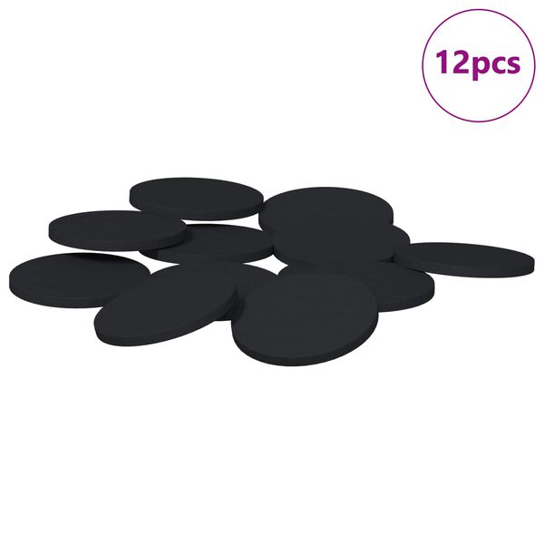 vidaXL Pannelli per Piedi di Mobili 12 pcs Nero &Oslash; 30 x 2 mm EVA