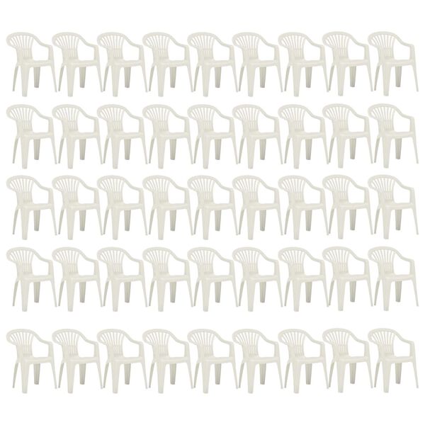 vidaXL Sedie da Giardino Impilabili 45 pz in Plastica Bianche