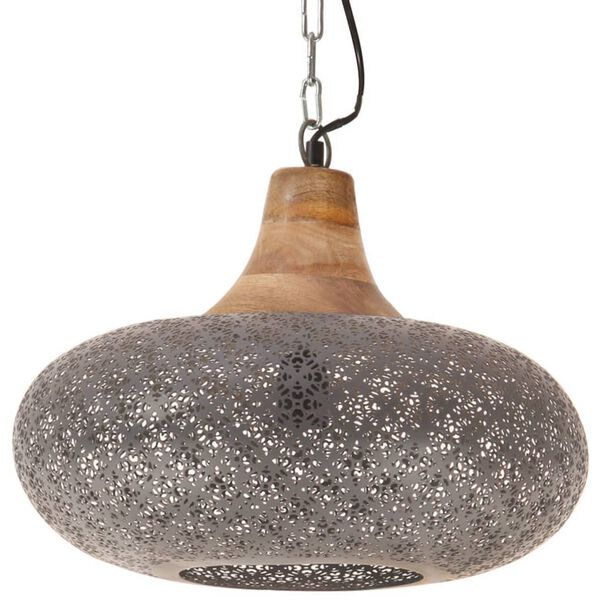 vidaXL Lampadario Industriale Grigio Ferro e Legno Massello 40 cm E27