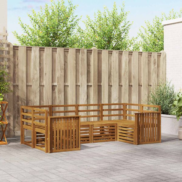 vidaXL Set divani 6 pcs Naturale Legno di Acacia Massello