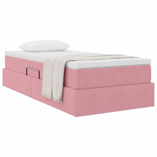 vidaXL Letto con contenitore e materasso Rosa 90 x 190 cm Velluto