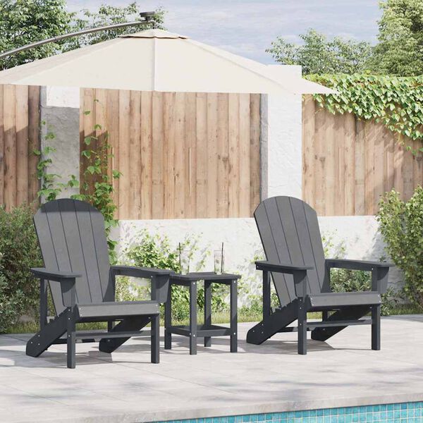 vidaXL Sedia da Giardino 3 pcs Grigio chiaro Polietilene