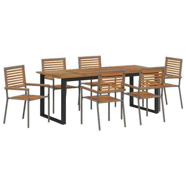 vidaXL Set da Pranzo per Giardino 7 pcs Grigio