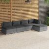 vidaXL Set Divani da Giardino 5 pz con Cuscini in Polyrattan Grigio