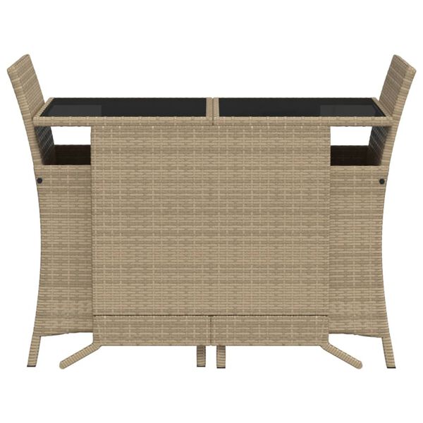 vidaXL Set da Bistrò 3 pz con Cuscini Beige in Polyrattan