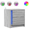 vidaXL Comodini con Luci LED 2pz Grigio Sonoma in Legno Multistrato