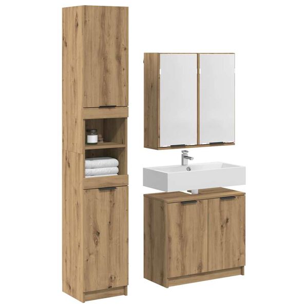 vidaXL Set di Armadi da Bagno con lo scaffale 3 pcs Rovere artigianale