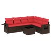 vidaXL Set Divani da Giardino 7 pz con Cuscini Marrone in Polyrattan