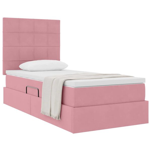 vidaXL Letto con contenitore e materasso Rosa 100 x 200 cm Velluto