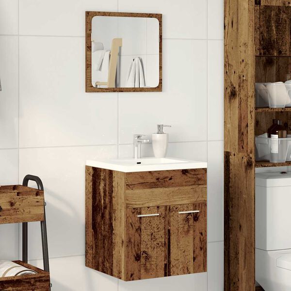 vidaXL Set Mobili da Bagno 2 pz Legno Antico in Legno Multistrato