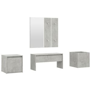 vidaXL Set di Mobili da Corridoio Grigio Cemento in Legno Multistrato