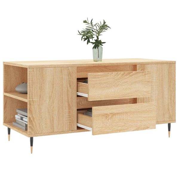 vidaXL Tavolino Salotto Rovere Sonoma 102x44,5x50 cm Legno Multistrato