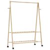 vidaXL Appendiabiti con Ripiani e Ruote 132x45,5x155,5 cm in Bamb&ugrave;