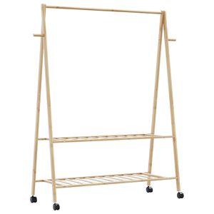 vidaXL Appendiabiti con Ripiani e Ruote 132x45,5x155,5 cm in Bamb&ugrave;