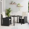vidaXL Set da Pranzo per Giardino con cuscino 3 pcs Nero polyrattan