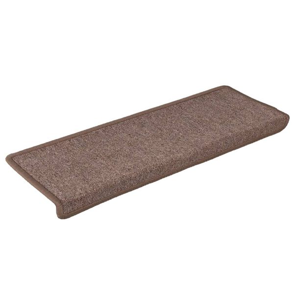 vidaXL Tappetini per scale 15 pz 65x21x4 cm Marrone Bordo rettangolare