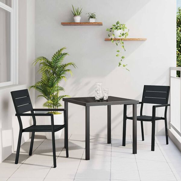 vidaXL Set da Pranzo per Giardino 3 pcs Nero