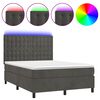 vidaXL Letto a Molle con Materasso e LED Grigio Scuro 140x190 cm