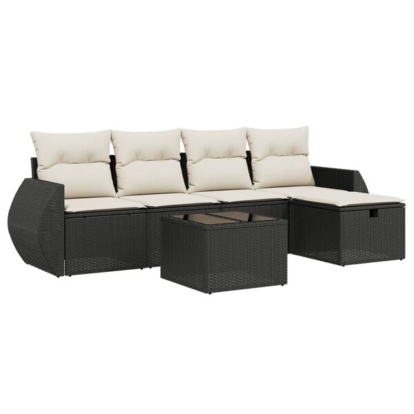 vidaXL Set Divani da Giardino 5 pz con Cuscini in Polyrattan Nero