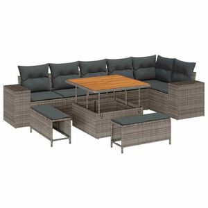 vidaXL Set Divano da Giardino 9 pz Grigio polyrattan