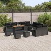 vidaXL Set Divano da Giardino 14 pcs Nero polyrattan