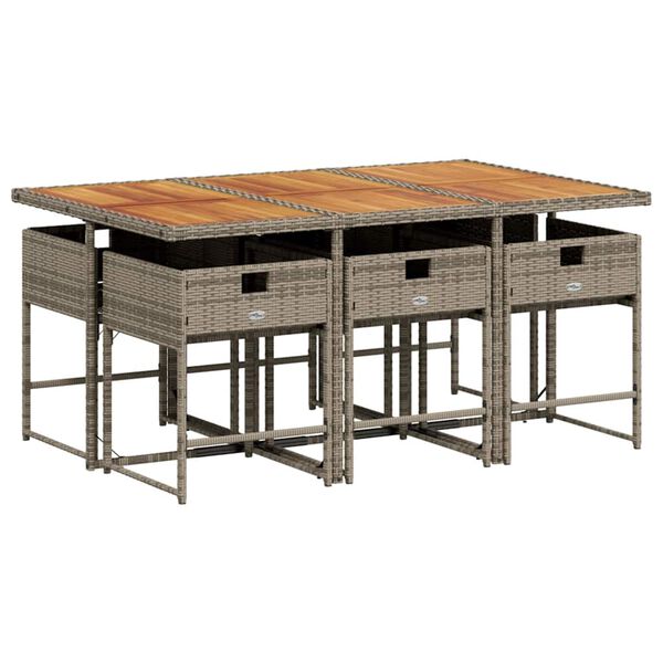 vidaXL Set da Pranzo da Giardino 7 pz con Cuscini in Polyrattan Grigio