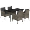 vidaXL Set da Pranzo da Giardino 5 pz con Cuscini in Polyrattan Grigio