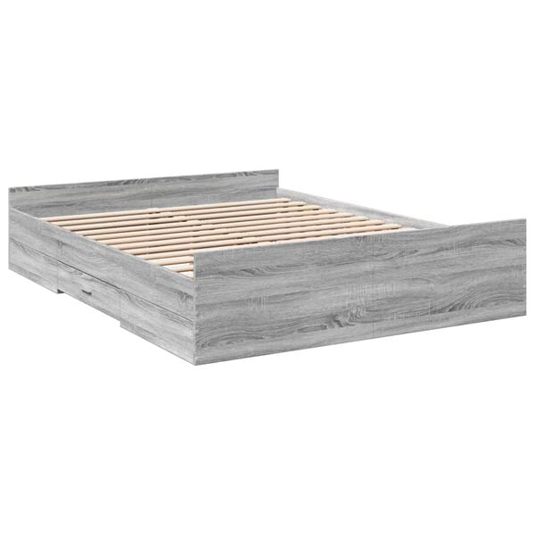 vidaXL Giroletto Cassetti Grigio Sonoma 140x200 cm Legno Multistrato