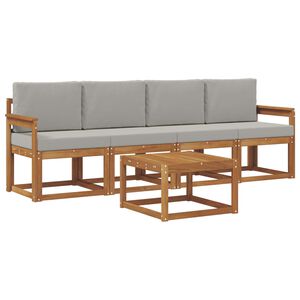 vidaXL Set di divani da esterno 5 pz Grigio Naturale e Chiaro