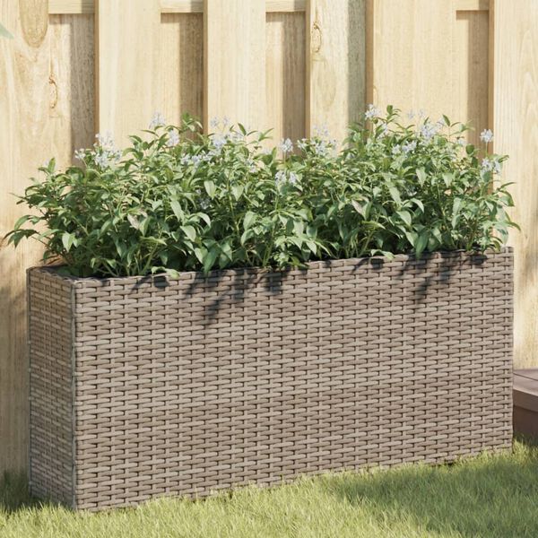 vidaXL Fioriere da Giardino con 2 Vasi Grigie 90x20x40cm in Polyrattan