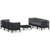 vidaXL Set Divani da Giardino 7 pz con Cuscini Antracite Legno di Pino