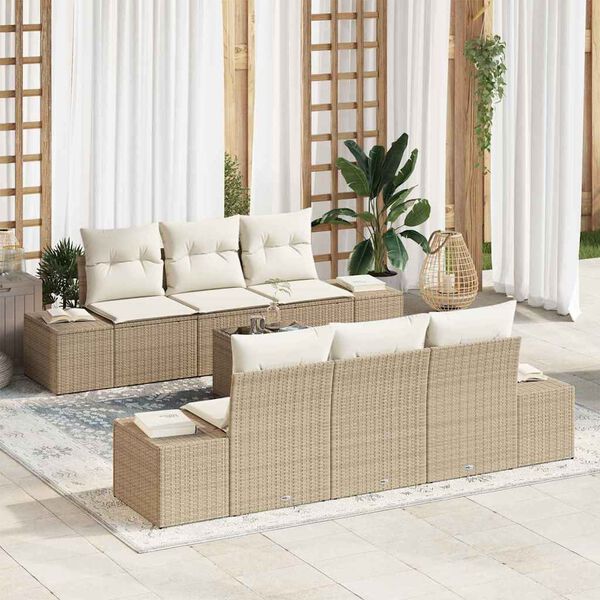 vidaXL Set Divano da Giardino 8 pcs Beige e Crema polyrattan