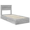 vidaXL Letto con Contenitore con testiera Grigio Sonoma 75 x 190 cm