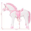 vidaXL Unicorno di Peluche in Piedi Bianco e Rosa XXL