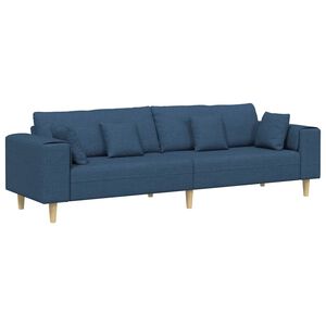 vidaXL Divano con cuscino Blu 250 x 77 x 76 cm Tessuto